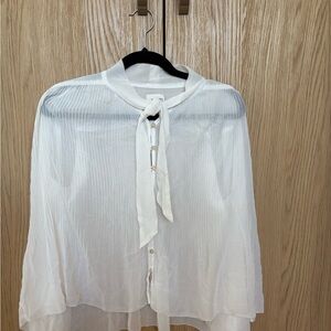 Wilfred Sheer White Blouse with Tie Neck